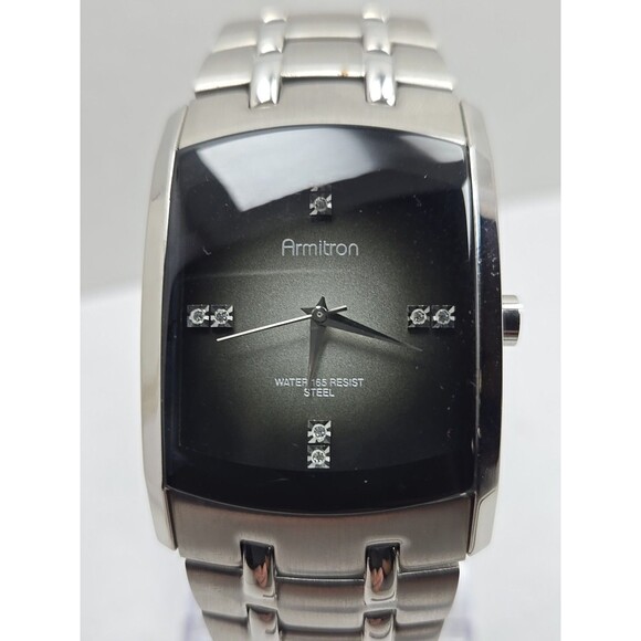 Armitron 20 4507SV Mens Rectangular Stainless Steel Quartz Watch New Battery 50m - Picture 4 of 11